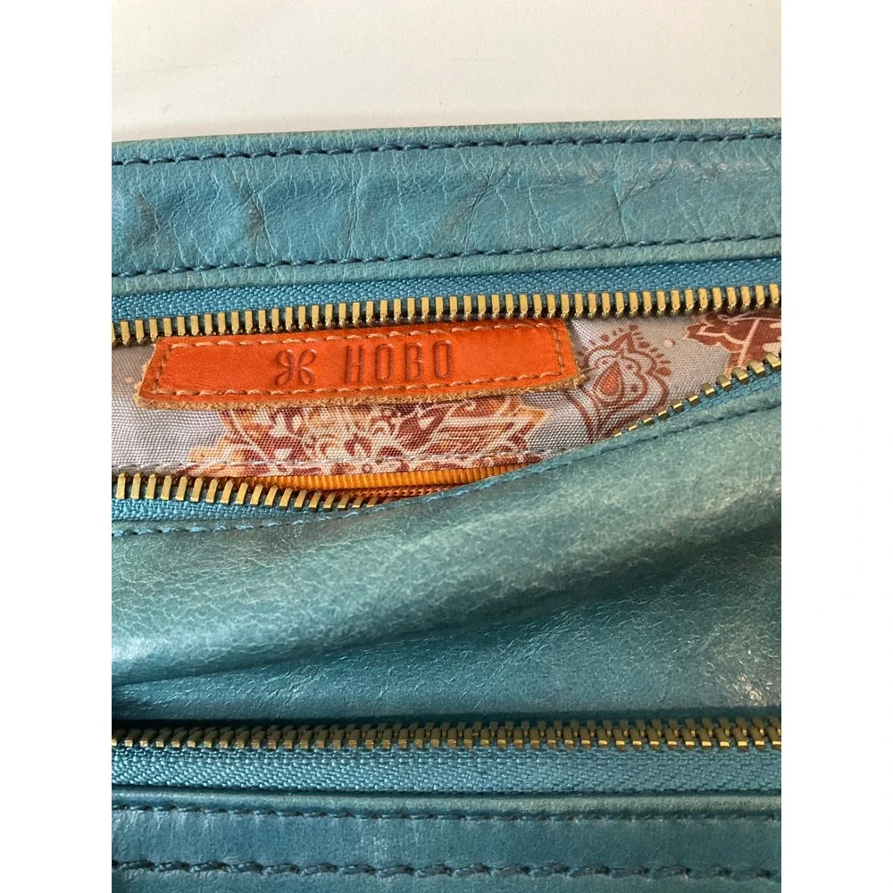 Vintage Hobo Leather Crossbody Shoulder Bag‎ Purse Blue Boho Hippie Y2K Casual